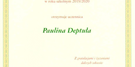 Stypendium prezeza Rady Ministrów dla Pauliny Deptuły 
